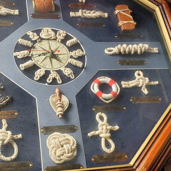 Decorative Wall Clock With Nautical Knots Wall Hanging 3D Shadow Box Ship Decor - Picture 7 of 12